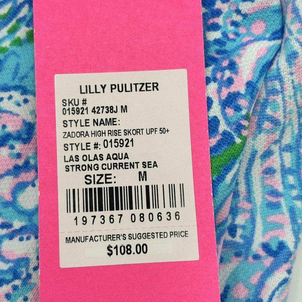 Lilly‎ Pulitzer Zadora High Rise Skort Women's M Las Olas Aqua UPF 50 NWT Blue - Picture 5 of 12